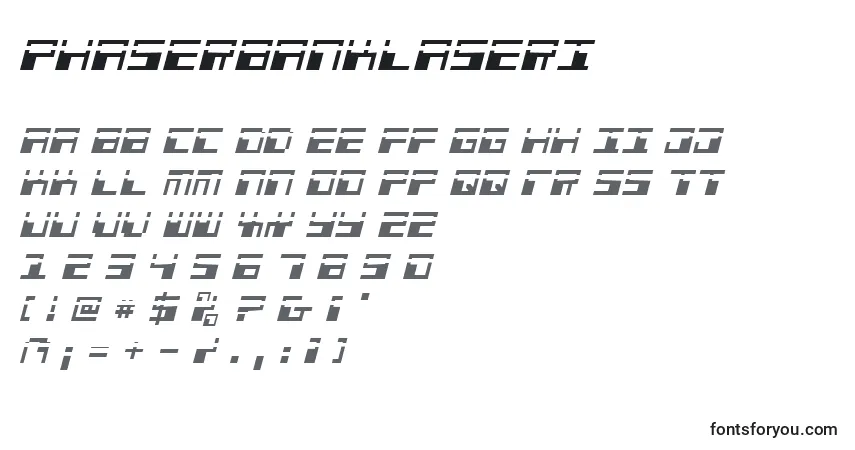 Phaserbanklaseri-fontti – aakkoset, numerot, erikoismerkit