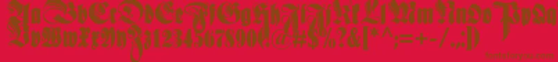 Schmale Anzeigenschrift Zier Font – Brown Fonts on Red Background