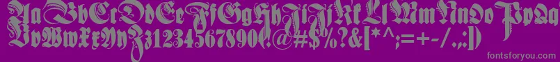 Schmale Anzeigenschrift Zier-Schriftart – Graue Schriften auf violettem Hintergrund