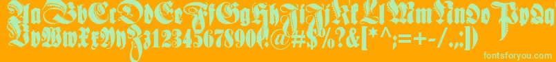 Schmale Anzeigenschrift Zier Font – Green Fonts on Orange Background