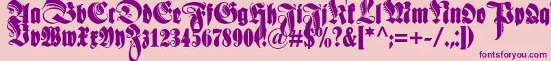 Schmale Anzeigenschrift Zier Font – Purple Fonts on Pink Background