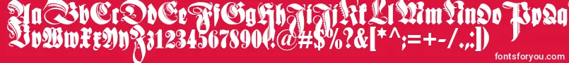 Schmale Anzeigenschrift Zier-Schriftart – Weiße Schriften auf rotem Hintergrund