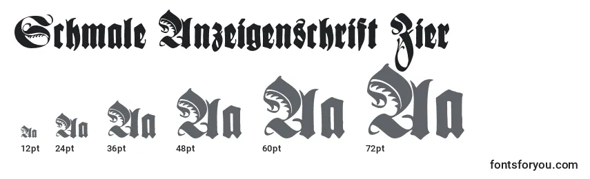 Schmale Anzeigenschrift Zier Font Sizes