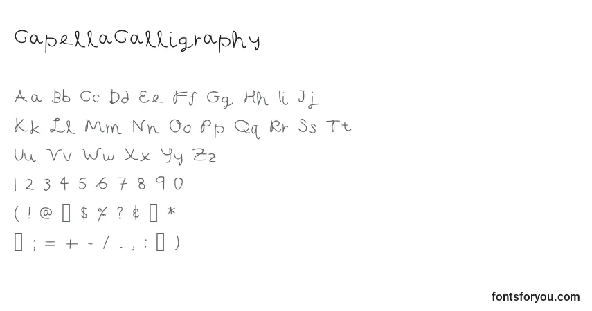 Schriftart CapellaCalligraphy – Alphabet, Zahlen, spezielle Symbole