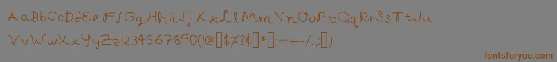 フォントCapellaCalligraphy – 茶色の文字が灰色の背景にあります。