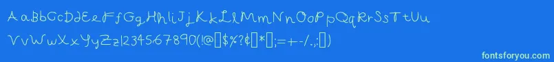 フォントCapellaCalligraphy – 青い背景に緑のフォント