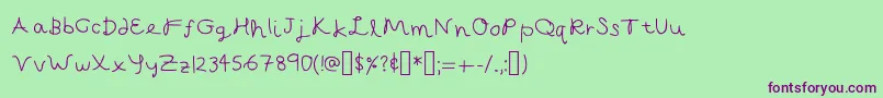 フォントCapellaCalligraphy – 緑の背景に紫のフォント