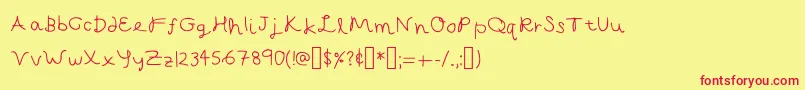 フォントCapellaCalligraphy – 赤い文字の黄色い背景