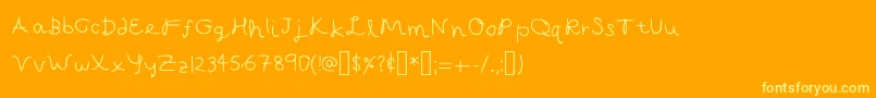 CapellaCalligraphy-Schriftart – Gelbe Schriften auf orangefarbenem Hintergrund