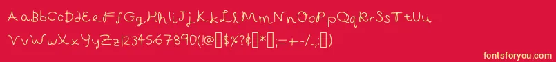 Czcionka CapellaCalligraphy – żółte czcionki na czerwonym tle