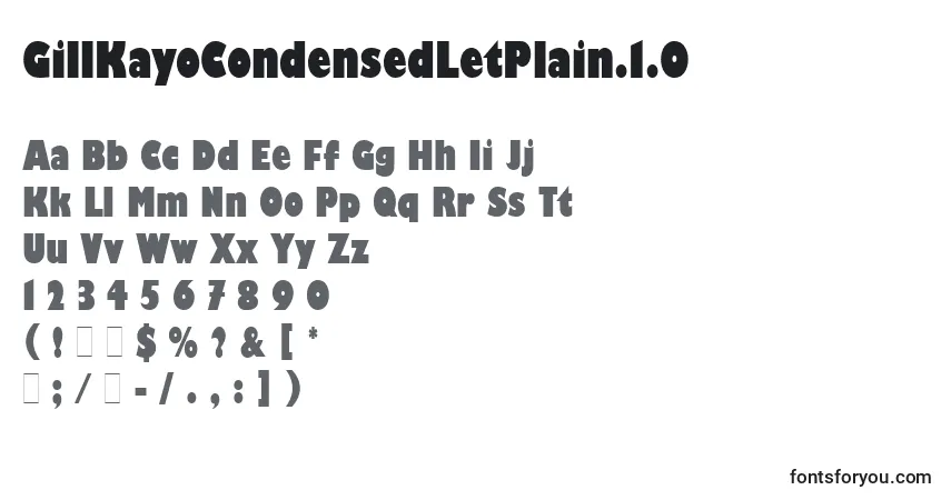 Schriftart GillKayoCondensedLetPlain.1.0 – Alphabet, Zahlen, spezielle Symbole