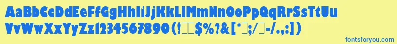 Czcionka GillKayoCondensedLetPlain.1.0 – niebieskie czcionki na żółtym tle