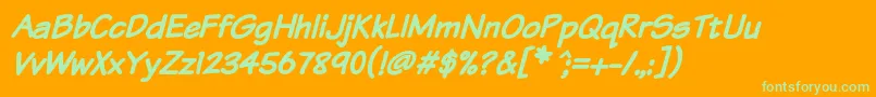 Komtxtbi Font – Green Fonts on Orange Background