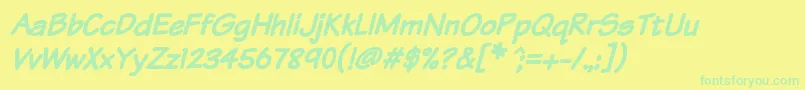 Komtxtbi Font – Green Fonts on Yellow Background