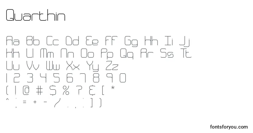 A fonte Quarthin – alfabeto, números, caracteres especiais