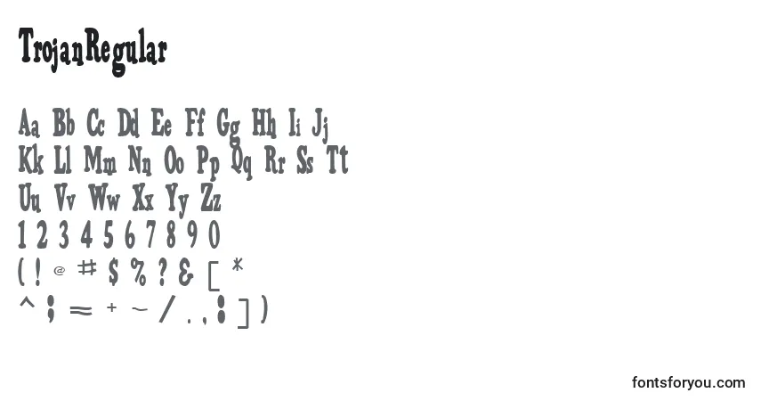 Шрифт TrojanRegular – алфавит, цифры, специальные символы