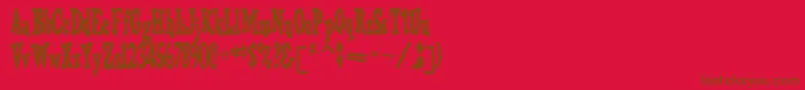 Fonte TrojanRegular – fontes marrons em um fundo vermelho