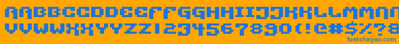 Pixtech Font – Blue Fonts on Orange Background