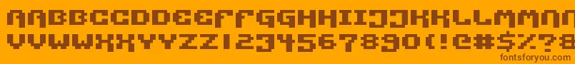 Pixtech Font – Brown Fonts on Orange Background