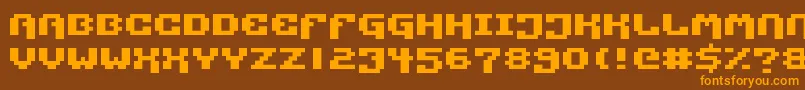 Pixtech Font – Orange Fonts on Brown Background