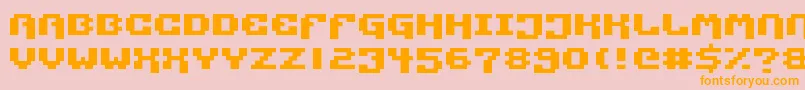 Pixtech Font – Orange Fonts on Pink Background