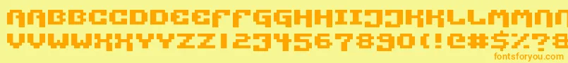 Pixtech Font – Orange Fonts on Yellow Background