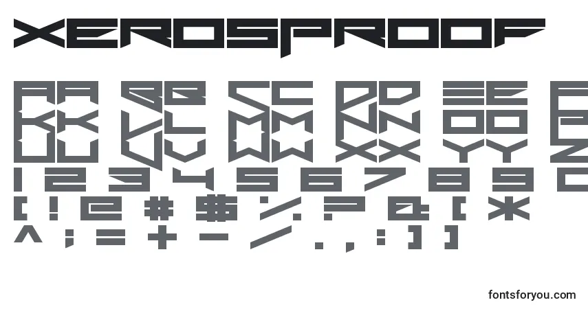 Schriftart XerosProof – Alphabet, Zahlen, spezielle Symbole