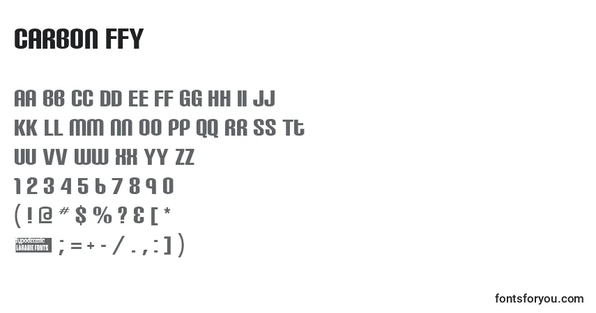 Schriftart Carbon ffy – Alphabet, Zahlen, spezielle Symbole