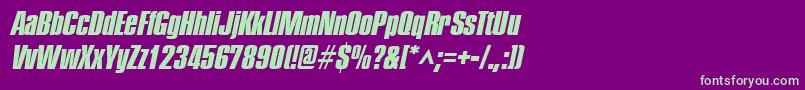 Fonte PledgeheavyItalic – fontes verdes em um fundo violeta