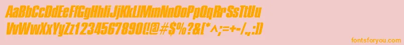PledgeheavyItalic-Schriftart – Orangefarbene Schriften auf rosa Hintergrund