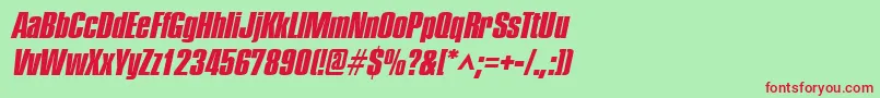 PledgeheavyItalic Font – Red Fonts on Green Background