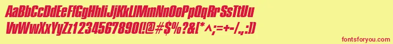 PledgeheavyItalic Font – Red Fonts on Yellow Background