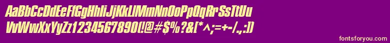 Fonte PledgeheavyItalic – fontes amarelas em um fundo roxo