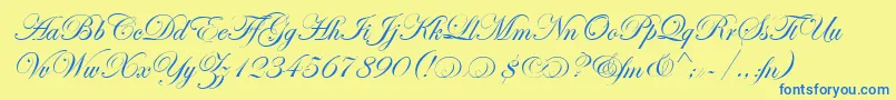 EdwardianScrAltItcTt Font – Blue Fonts on Yellow Background