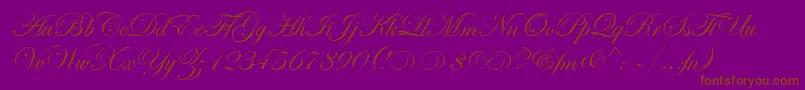 EdwardianScrAltItcTt-Schriftart – Braune Schriften auf violettem Hintergrund