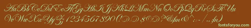 EdwardianScrAltItcTt-Schriftart – Grüne Schriften auf braunem Hintergrund