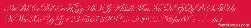 EdwardianScrAltItcTt-Schriftart – Rosa Schriften auf rotem Hintergrund