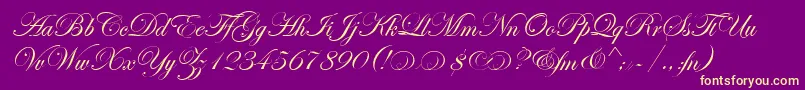 EdwardianScrAltItcTt Font – Yellow Fonts on Purple Background