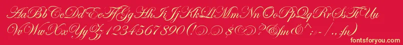 EdwardianScrAltItcTt Font – Yellow Fonts on Red Background