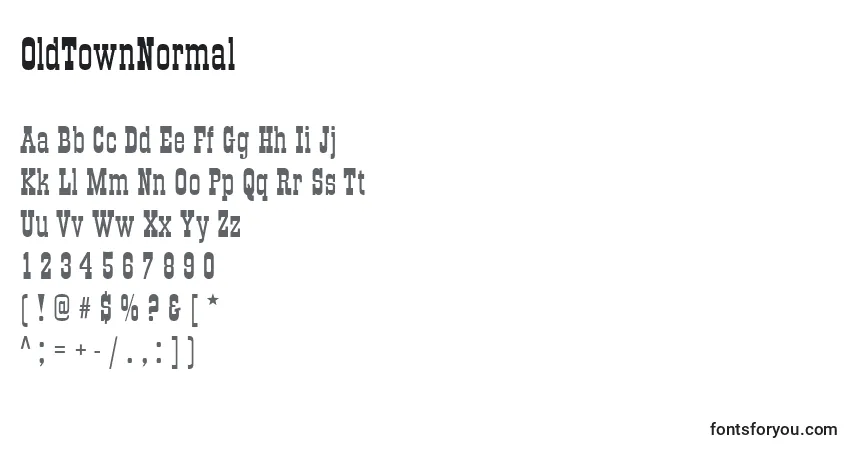 Czcionka OldTownNormal – alfabet, cyfry, specjalne znaki