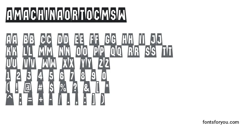 Czcionka AMachinaortocmsw – alfabet, cyfry, specjalne znaki