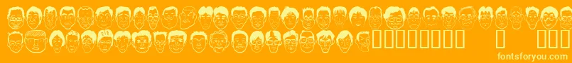 Sakabepeople04-fontti – keltaiset fontit oranssilla taustalla