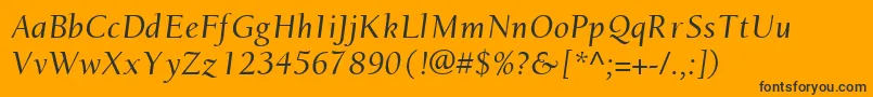 Fonte EuronewstyleItalic – fontes pretas em um fundo laranja
