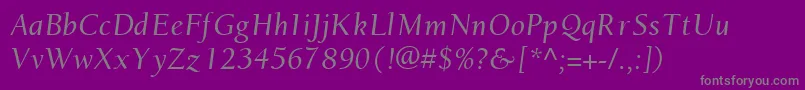 Czcionka EuronewstyleItalic – szare czcionki na fioletowym tle