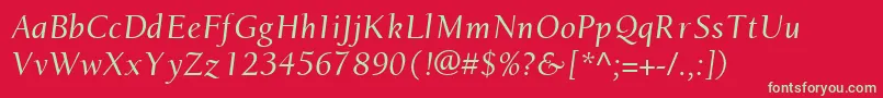 フォントEuronewstyleItalic – 赤い背景に緑の文字