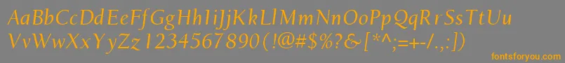 More about EuronewstyleItalic Font EuronewstyleItalic Font – Orange Fonts on Gray Background
