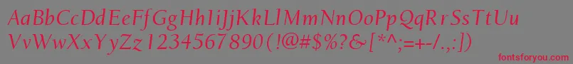 Czcionka EuronewstyleItalic – czerwone czcionki na szarym tle