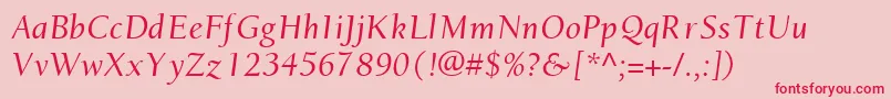 Czcionka EuronewstyleItalic – czerwone czcionki na różowym tle