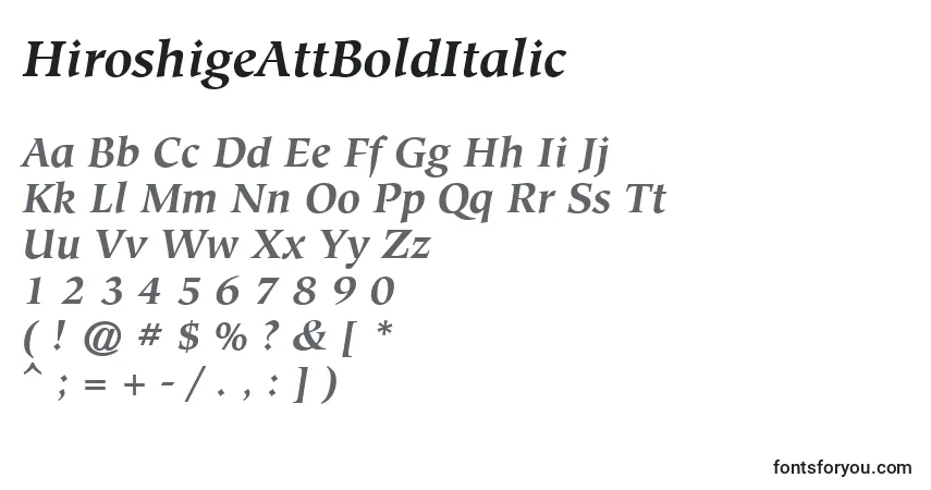 Шрифт HiroshigeAttBoldItalic – алфавит, цифры, специальные символы