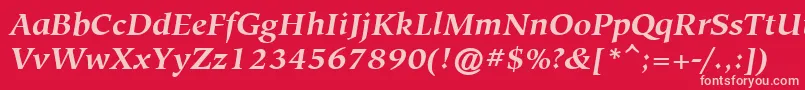 HiroshigeAttBoldItalic Font – Pink Fonts on Red Background